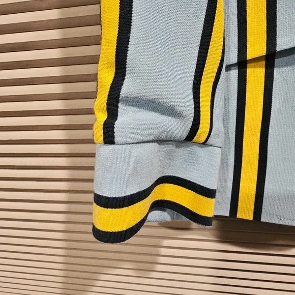 Adidas Originals Mens M 2005 Striped Wool Blend Blazer Jacket Blue Yellow 739195 - Picture 2 of 12